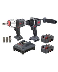 IRTIQV20-2DWDXS image(0) - Ingersoll Rand 20V Cordless Combo Tool Kit, D5241 1/2 Inch Hammer Drill, W7153 DXS Impact Wrench
