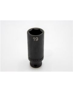 VIM Tools 19 mm X 3/8 Inch Drive CR-MO Impact Socket - Deep
