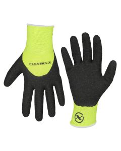 LEGGC241PM image(0) - Legacy Manufacturing Flexzilla® Pro 3/4 Crinkle Latex Dip Gloves, Crinkle Latex Palm, Black/ZillaGreen™, M
