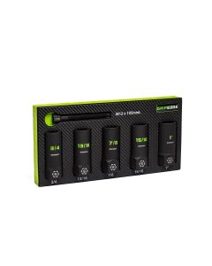 GETXCS5DS image(0) - Grip Edge Tools 5-PC 1/2" Drive SAE RPT Socket Extractor with FORS set (deep length)