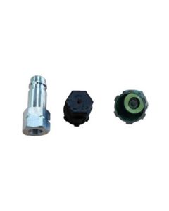FJC R-1234yf Aluminum straight adapter with JRA Valve core with cap 1/8 NPT F M9 x 1