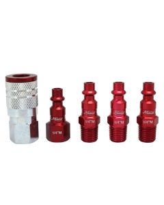 MILS-305MKIT image(0) - Milton Industries 5 pc. ColorFit Set, M-style Red, 1/4"
