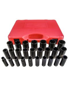 KTI38202 image(0) - 26 Piece Metric Impact Socket Set 1/2" - Deep
