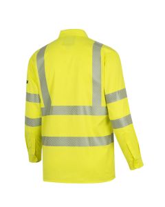 OBRZFI506-4XL image(1) - OBERON Button Up Shirt - Hi-Vis FR/Arc-Rated 7.5 oz 88/12 - Hi-Vis Yellow - Size: 4XL