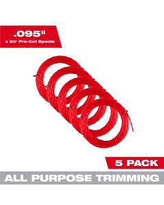 MLW49-16-2782 image(1) - Milwaukee Tool .095 Inch x 20 Feet (5 PK) Pre-Cut Twisted Trimmer Line