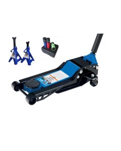 K Tool International Service Jack 3.5 Ton Low Profile/Jack Stands 6 Ton/Wheel Socket Set 3 pc KIT