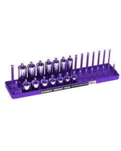 HNE3808 image(0) - Hansen Global 3/8 Inch Metric 2 Row Regular/Deep Socket Holder Tray - Purple