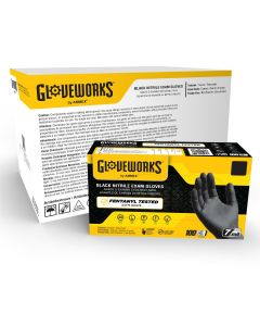 Gloveworks Black Nitrile PF Exam LG Gloves