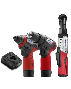 ACDARW12103-K11 image(1) - ACDelco ACDelco G12 Series 12V Cordless Li-ion �?" Impact Driver, 3/8" Drill Driver & Brushless Ratchet Wrench Combo Tool Kit with 2 Batteries