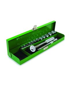 SKT94516 image(0) - S K Hand Tools 15 Pc Metal box 3/8dr Metric set