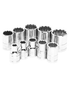 WLMW38500 image(0) - Wilmar Corp. / Performance Tool 10 Pc 3/8'' Dr 12pt SAE Skt Se