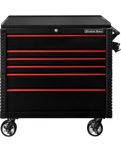 EXTEX4106TCBKRD image(0) - Extreme Tools EX Professional Series 41 Inch 6 Drawer Open Top Tool Cart with  PVC-coated work surface - Black with Red Drawer Pulls