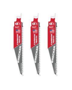MLW48-00-5341 image(2) - Milwaukee Tool 6" 6 TPI THE WRECKER with Carbide Teeth SAWZALL Blade 3PK