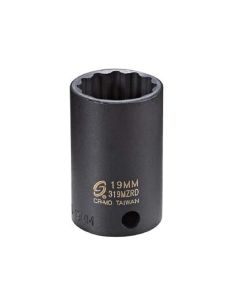 SUNEX SOC 19MM 3/8D IMP 12PT BLK