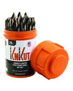 KNK29KK10DB image(0) - KnKut 29 Piece Drill Buddy Jobber Length Step Point Drill Bit Set 1/16-inch -1/2-inch by 64ths