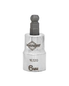 MAY16320 image(1) - Mayhew Mayhew 6 MM Metric Ball Hex Short Insert Socket Bit, 3/8-Inch Drive