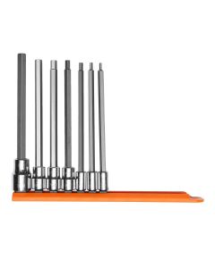 MAY16044 image(1) - Mayhew Mayhew 7 PC Long Metric Hex Insert Socket Bit Set