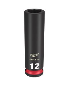MLW49-66-6154 image(0) - Milwaukee Tool SHOCKWAVE Impact Duty  3/8"Drive 12MM Deep 6 Point Socket
