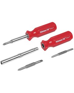 WLMW975 image(0) - Wilmar Corp. / Performance Tool 6 IN 1 FLIP SCREWDRIVER 12 PC. DISPLAY