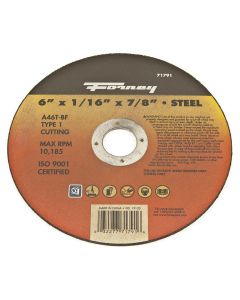FOR71791 image(0) - Forney Industries Cut-Off Wheel, Metal, Type 1, 6 in x 1/16 in x 7/8 in