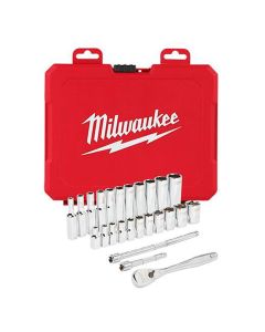 MLW48-22-9404 image(1) - Milwaukee Tool 1/4" Drive 26pc Ratchet & Socket Set - SAE