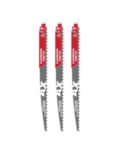 MLW48-00-5333 image(1) - Milwaukee Tool 12" 3 TPI The AX with Carbide Teeth for Pruning & Clean Wood SAWZALL Blade 3PK