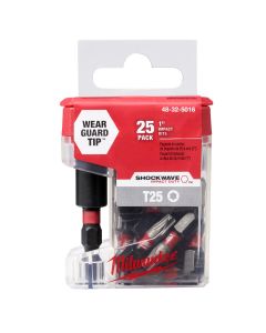 MLW48-32-5016 image(1) - Milwaukee Tool SHOCKWAVE INSERT BIT TORX T25 - 25PK Tic Tac w/ Bit Holder
