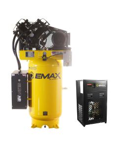 EMXESP07V080V1PK image(1) - Emax Compressor 7.5HP 1 PH Industrial Plus 80 Gal. Vertical Silent Air Compressor with 30 CFM Dryer Bundle
