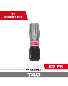 MLW48-32-4733 image(1) - Milwaukee Tool SHOCKWAVE Impact Duty 1 Inch T40 Insert Bit Bulk 25