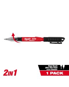 MLW48-22-3152 image(0) - Milwaukee Tool INKZALL 2IN1 Deep Reach Ultra Fine Point Black Jobsite Marker