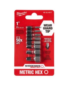 Milwaukee Tool Shockwave 1" METRIC HEX Impact Bit Set 8pc