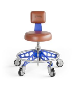 VYPRSM-BR-BL-QH image(0) - Vyper Industrial 400 lb Capacity Robust Steel Max Quick Height Shop Chair - Brown/Blue