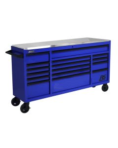 Homak Manufacturing 72 Inch RS Pro Roller Cabinet Stainless Steel Top - Rally Sport Blue