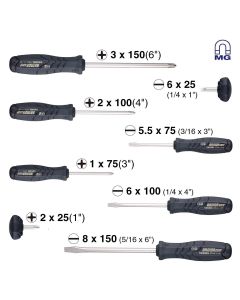 VES550A8PTU image(0) - Vessel Tools ARMOR GRIP Screwdriver 8PC. Set