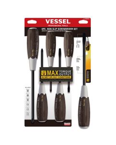 VES3006CS image(0) - Vessel Tools WOOD-COMPO Non-Slip Screwdriver 6PC. Set