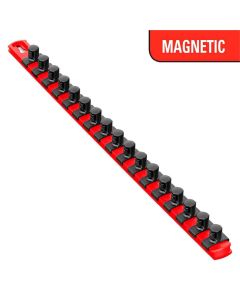 Ernst Mfg. 18 Inch Magnetic Socket Organizer w/Twist Lock Clips - Red-1/2 Inch
