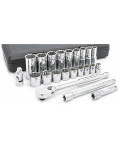 KDT80691 image(0) - GearWrench 22 Piece 3/8 Inch Drive 12 Point Standard & Deep SAE Mechanics Tool Set