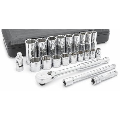 JEU DE 22 PI&Egrave;CES 3/8" DR 12 POINTS SAE SOC