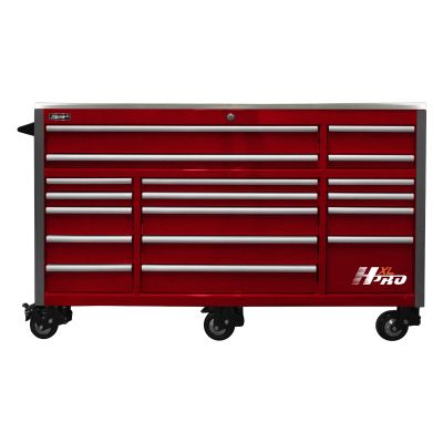 Armoire &agrave; roulettes de 72 po HXL &agrave; 17tiroirs - Rouge