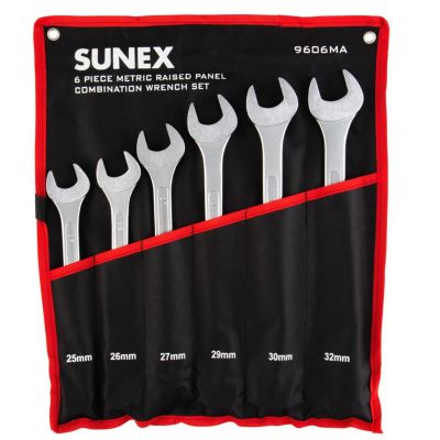 SUN9606MA image(0) - SUNEX 6 Pc. Metric Raised Panel Combination Wrench Set