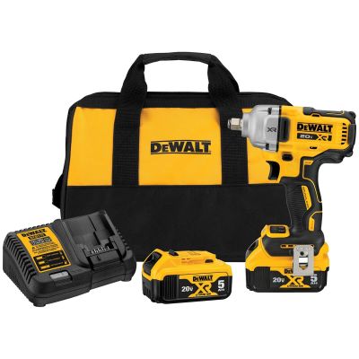 DWTDCF891P2 image(0) - DeWalt 20V MAX* XR 1/2-in. Mid-Range Impact Wrench Kit with Hog Ring Anvil