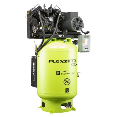 LEGFXS10V120V3-208 image(0) - Legacy Manufacturing Flexzilla&reg; Pro Piston Air Compressor with Silencer&trade;, 3-Phase, Stationary, 10 HP, 120 Gallon, 208 Volt, 2-Stage, Vertical, ZillaGreen&trade;