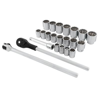SUNSXC422 image(0) - SUNEX 3/4 Inch 22 Piece Chrome Socket  and Ratchet Set