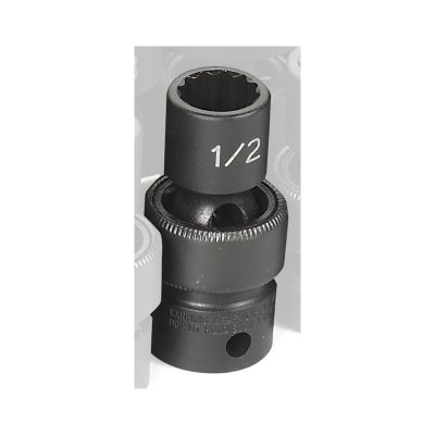GRE1116U image(0) - Grey Pneumatic 3/8" Drive x 1/2" Standard Universal- 12 Point Socket - Black