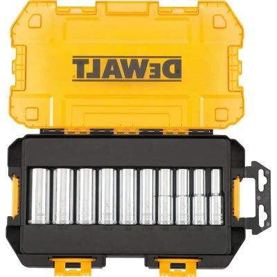 DWTDWMT73814 image(1) - DEWALT Drive Socket Set, SAE, 1/2-Inch Drive, 10-Piece