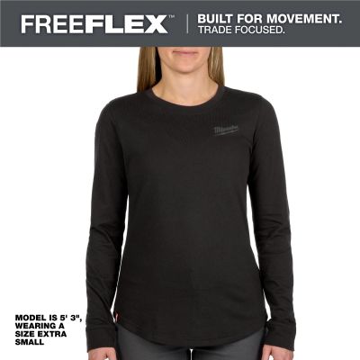 MLWF552B-XL image(0) - Milwaukee Tool Womens FREEFLEX Hybrid Tee - Long Sleeve Black XL