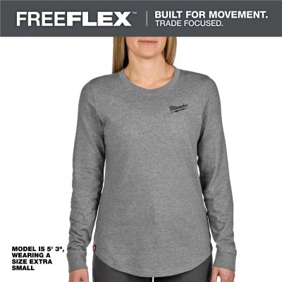 MLWF552G-XS image(0) - Milwaukee Tool Womens FREEFLEX Hybrid Tee - Long Sleeve Gray XS