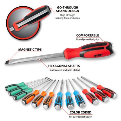 WLMW1741 image(0) - Wilmar Corp. / Performance Tool 12 Piece Go-Thru Screwdriver Set