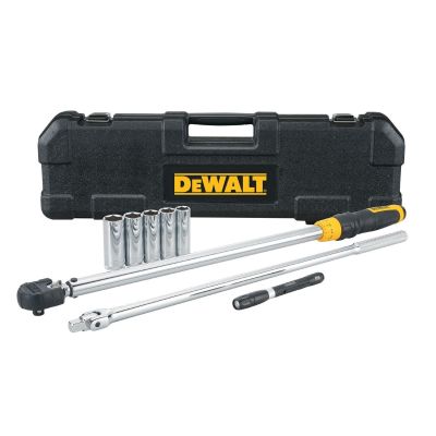 DWTDWMT82839 image(0) - DeWalt 1/2 in Drive Torque Wrench Tire Change Kit (8 pc)