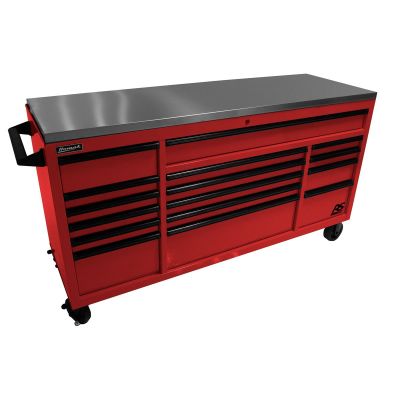HOMRD04072164 image(0) - Homak Manufacturing 72 Inch RS Pro Roller Cabinet Stainless Steel Top - Fury Red